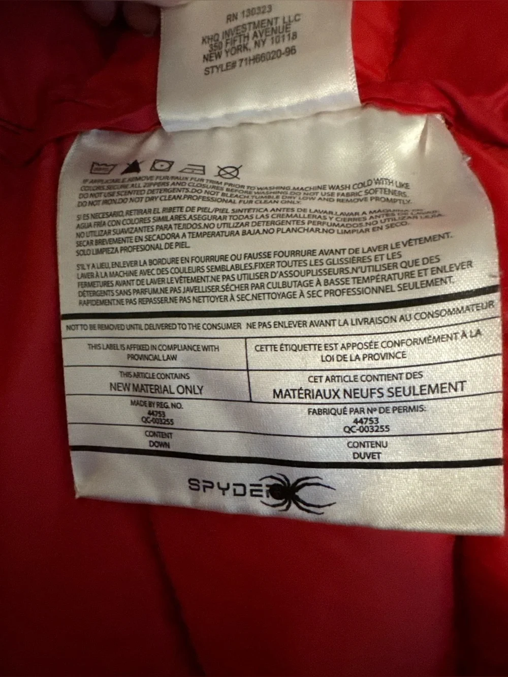 Spyder Men's Pelmo Down Puffer Jacket Size Large #99